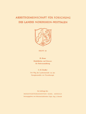 cover image of Möglichkeiten und Grenzen der Resistenzzüchtung / Der Weg der Landwirtschaft von der Energieautarkie zur Fremdenergie